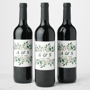 Rótulo De Garrafa De Cerveja Rótulo de Comida e Bebida de Casamento Floral Verd