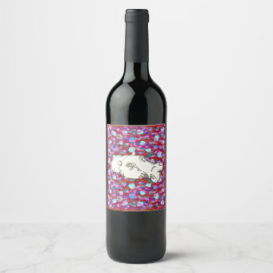 Rótulo De Garrafa De Cerveja Rótulo de desenho de linha do hipopótamo