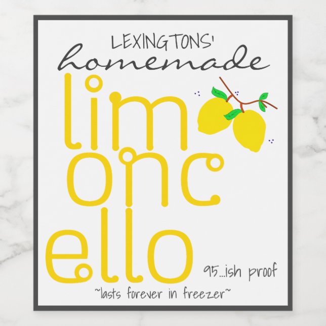 Rótulo De Garrafa De Cerveja Rótulo de Frasco Personalizado do Limoncello | (Rótulo Único)