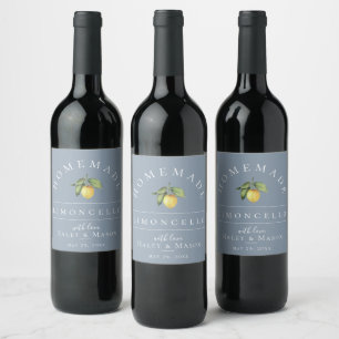 Rótulo De Garrafa De Cerveja Rótulo de Limoncello Moderno Azul Empoeirado