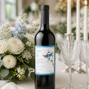 Rótulo De Garrafa De Cerveja Rótulo de Mesa do Pássaro Azul de Felicidade Vinho