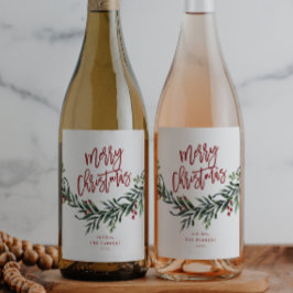 Rótulo De Garrafa De Cerveja Rótulo de Natal com Folhagens para Festa de Fim de