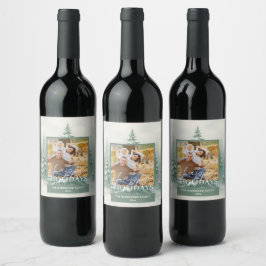 Rótulo De Garrafa De Cerveja Rótulo de Natal Personalizado com Aquarela e Árvor