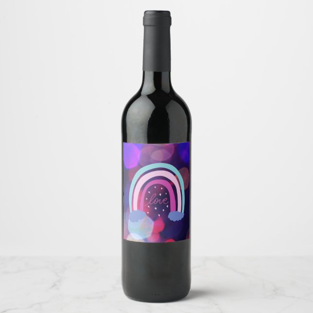 Rótulo De Garrafa De Cerveja Rótulo de Vinho Amor Arco-íris (Frente)