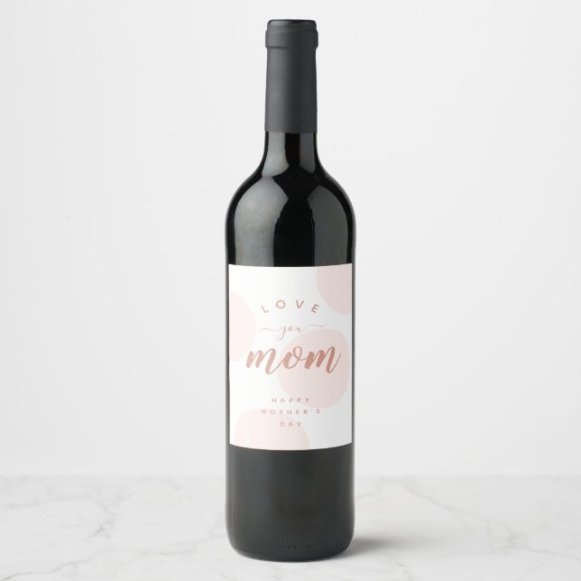 Rótulo De Garrafa De Cerveja Rótulo de Vinho Amor Você Mãe Bolinhas Rosa (Frente)