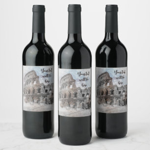 Rótulo De Garrafa De Cerveja Rótulo de Vinho Aquarela Roma Itália – Personaliza