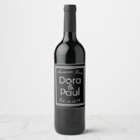 Rótulo de Vinho Art Déco Preto e Branco Minimalist