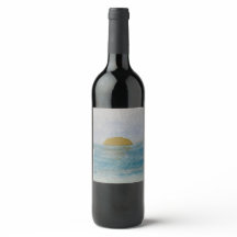 Rótulo de vinho azul de bebida personalizada pôr d
