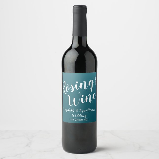 Rótulo De Garrafa De Cerveja Rótulo de Vinho Azul Teal Elegante (Frente)