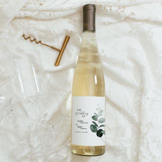Rótulo De Garrafa De Cerveja Rótulo de Vinho Branco de Casamento Verde Moderno (Criador carregado)