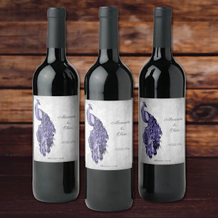 Rótulo De Garrafa De Cerveja Rótulo de Vinho Casamento Pavão Roxo