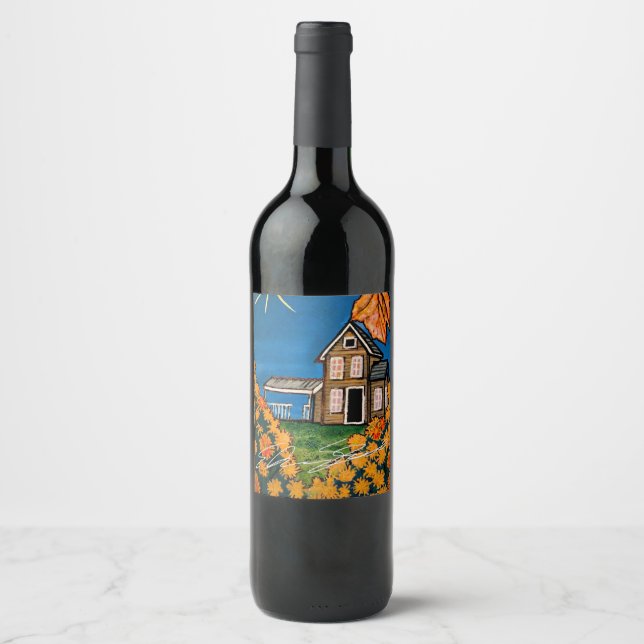 Rótulo De Garrafa De Cerveja Rótulo de Vinho Cena da Natureza (Frente)