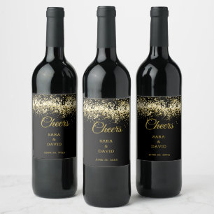 Rótulo De Garrafa De Cerveja Rótulo de Vinho Cheers Luxo Dourado Preto