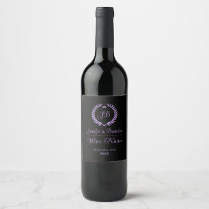 Rótulo De Garrafa De Cerveja Rótulo de vinho com coroa de louro roxa e preta