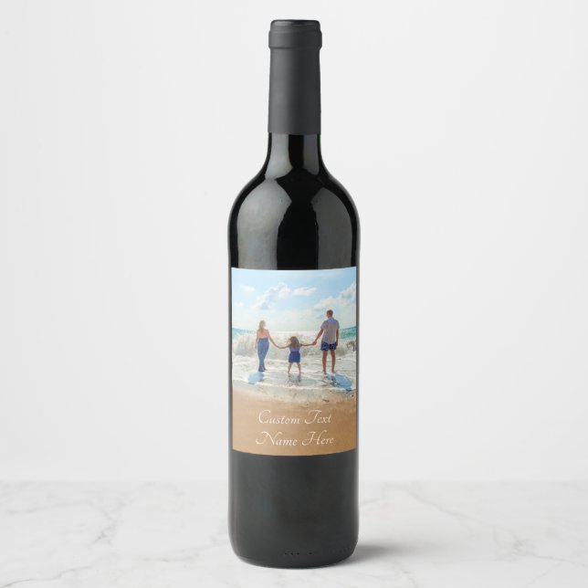 Rótulo De Garrafa De Cerveja Rótulo de Vinho com Foto Personalizada e Texto (Frente)