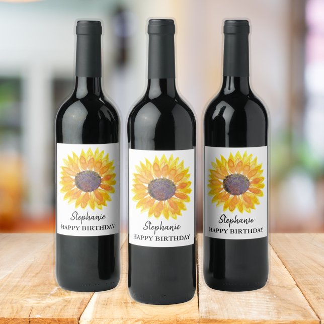 Rótulo De Garrafa De Cerveja Rótulo de Vinho com Girassol Personalizado (Criador carregado)