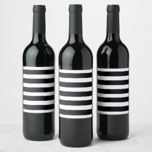 Rótulo De Garrafa De Cerveja Rótulo de Vinho com Listras Pretas e Brancas Chic