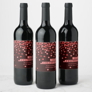 Rótulo De Garrafa De Cerveja Rótulo de Vinho Confetes Preto Vermelho Vamos Cele