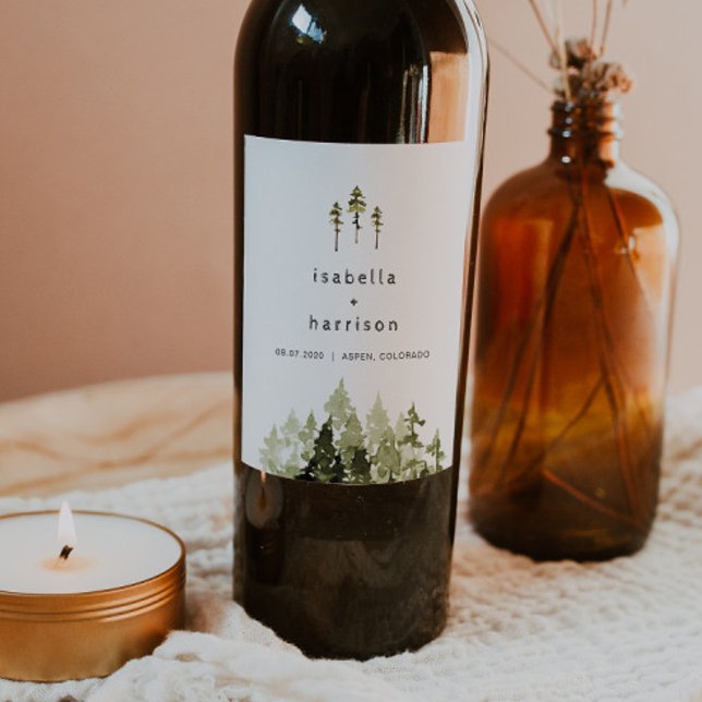 Rótulo De Garrafa De Cerveja Rótulo de Vinho da Árvore de Pinheiros com Aquarel (Criador carregado)