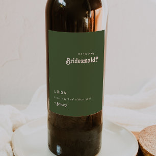 Rótulo De Garrafa De Cerveja Rótulo de Vinho da Proposta de Bridesmaa Verde-Ol