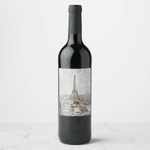 Rótulo De Garrafa De Cerveja rótulo de vinho da Torre Eiffel Paris 🍷 – Francês