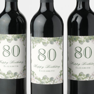 Rótulo De Garrafa De Cerveja Rótulo de Vinho de Aniversário de 80 Anos Floral M