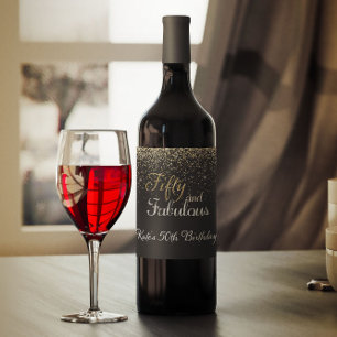 Rótulo De Garrafa De Cerveja Rótulo de Vinho de Aniversário Dourado Cinquenta e