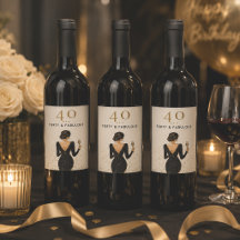 Rótulo de Vinho de Aniversário Elegante e Fabuloso