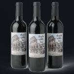 Rótulo De Garrafa De Cerveja Rótulo de Vinho de Aquarela Roma Itália – Personal<br><div class="desc">Rótulo de Vinho Aquarela Roma Itália – Adesivo Personalizado Elegante para Garrafa</div>