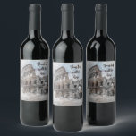 Rótulo De Garrafa De Cerveja Rótulo de Vinho de Aquarela Roma Itália – Personal<br><div class="desc">Rótulo de Vinho Aquarela Roma Itália – Adesivo Personalizado Elegante para Garrafa</div>