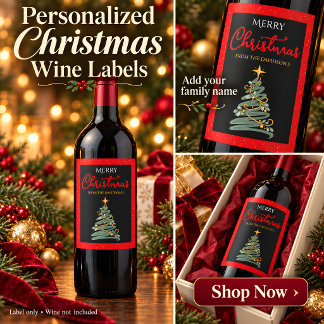 Rótulo De Garrafa De Cerveja Rótulo de Vinho de Árvore de Natal Personalizado