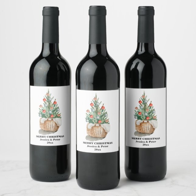 Rótulo De Garrafa De Cerveja Rótulo de vinho de árvore de Natal tradicional (Garrafas)