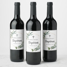 Rótulo De Garrafa De Cerveja Rótulo de Vinho de Batismo Cruz Dourada Folhagem V