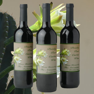 Rótulo De Garrafa De Cerveja Rótulo de Vinho de Cactus, Flores De Pera Em Pera 