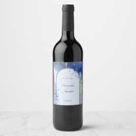 Rótulo De Garrafa De Cerveja Rótulo de Vinho de Casamento Azul-Aqua Marble Mode