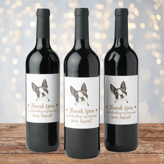 Rótulo De Garrafa De Cerveja Rótulo de Vinho de Casamento Cachorro Boston Terri (Criador carregado)