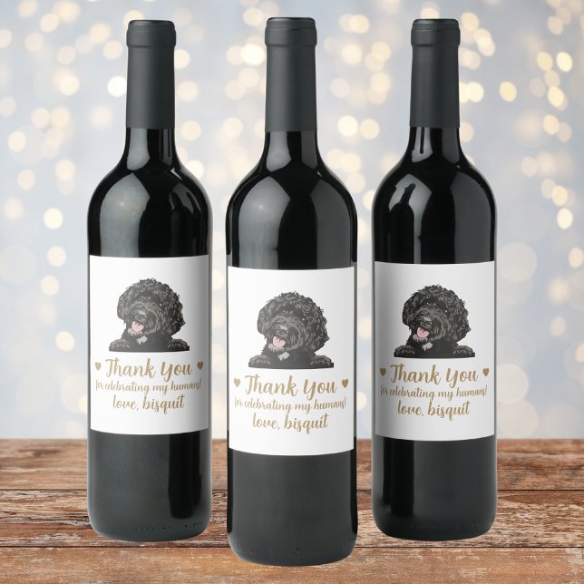 Rótulo De Garrafa De Cerveja Rótulo de Vinho de Casamento Cachorro Goldendoodle (Criador carregado)
