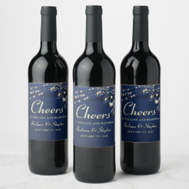 Rótulo De Garrafa De Cerveja Rótulo de Vinho de Casamento com Luzes de Corda Rú