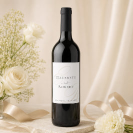 Rótulo De Garrafa De Cerveja Rótulo de Vinho de Casamento com Monograma Minimal