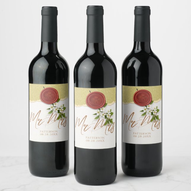Rótulo De Garrafa De Cerveja Rótulo de Vinho de Casamento com Selo Vermelho (Garrafas)