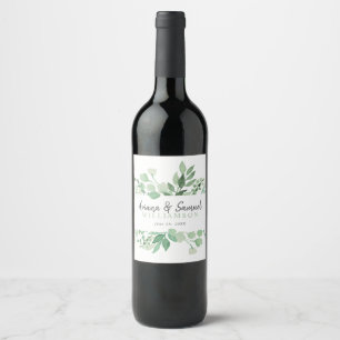 Rótulo De Garrafa De Cerveja Rótulo de Vinho de Casamento com Vegetação Luxuria