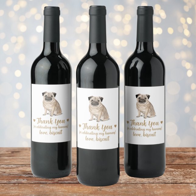 Rótulo De Garrafa De Cerveja Rótulo de Vinho de Casamento de Cães Personalizado (Criador carregado)
