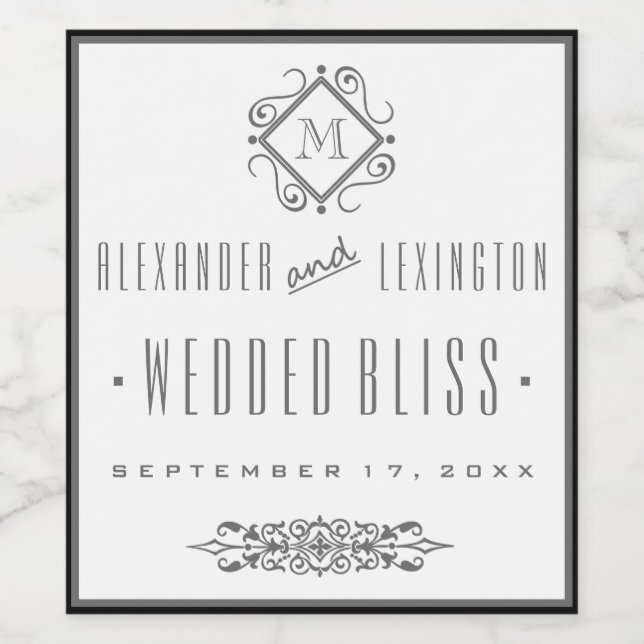 Rótulo De Garrafa De Cerveja Rótulo de Vinho de Casamento de Cinzas Elegantes (Rótulo Único)