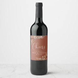 Rótulo De Garrafa De Cerveja Rótulo de Vinho de Casamento de Flores Selvagens T