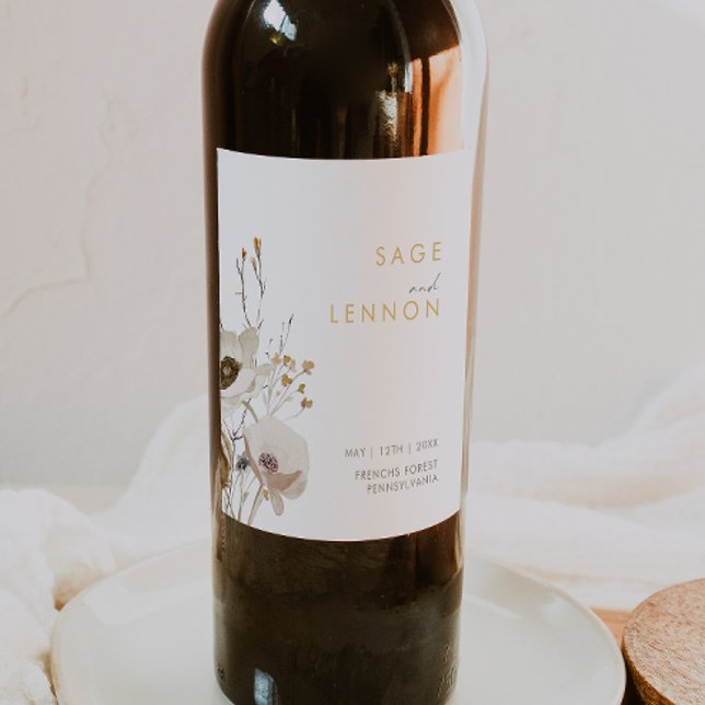 Rótulo De Garrafa De Cerveja Rótulo de Vinho de Casamento de Flores Selvagens W (Criador carregado)