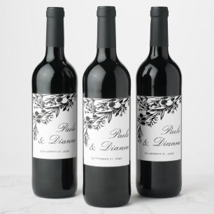 Rótulo De Garrafa De Cerveja Rótulo De Vinho De Casamento De Folhas Botânicas D
