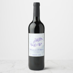 Rótulo De Garrafa De Cerveja Rótulo de Vinho de Casamento de Golfinhos Roxos