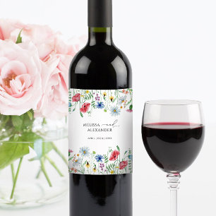 Rótulo De Garrafa De Cerveja Rótulo de Vinho de Casamento de Jardim Boho Flor S
