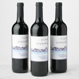 Rótulo De Garrafa De Cerveja Rótulo de Vinho de Casamento de Montanha de invern