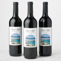 Rótulo de Vinho de Casamento de Mykonos